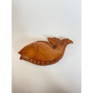 Vintage Hand Carved Wooden Fish Figurine Coastal Decor Sculpture 6.5" MCM